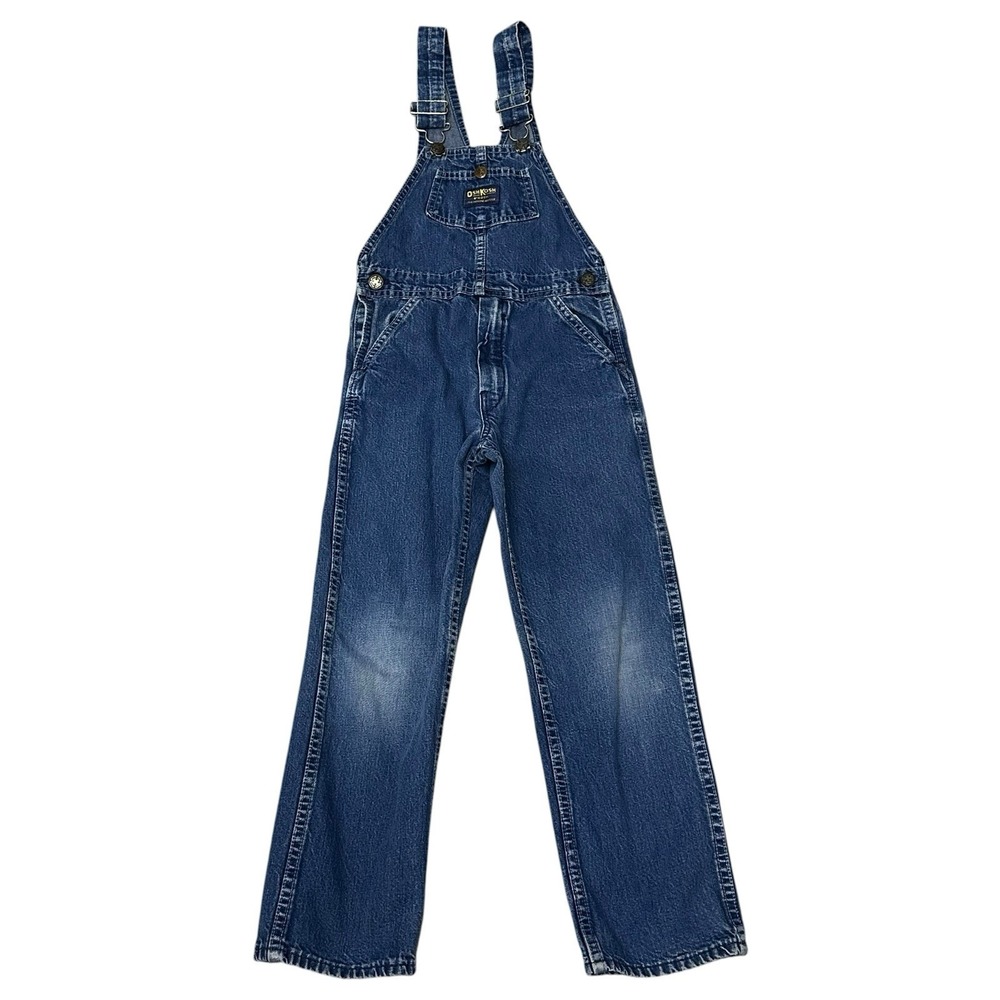 Vintage OshKosh B'gosh Overalls Kids 7 Blue Denim Vestbak Bib Made In USA 90s